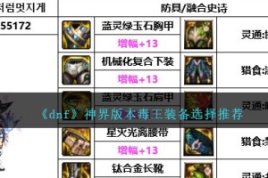 DNF神界版本毒王装备选择哪个好