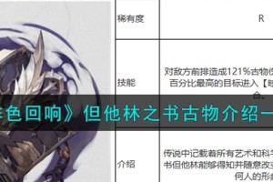 绯色回响但他林之书古物怎么样